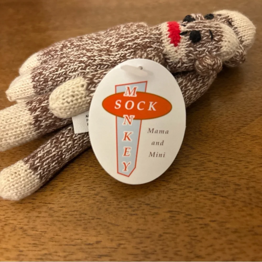 Vintage 90’s New Monkey‎ Sock Puppet mini - Mama & Mini - NWT - 5 Inches